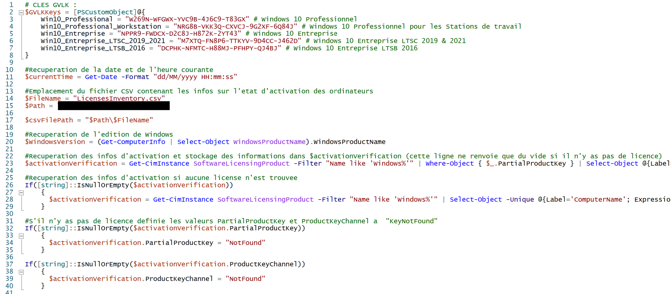 Script inventaire et activation de Windows partie 1