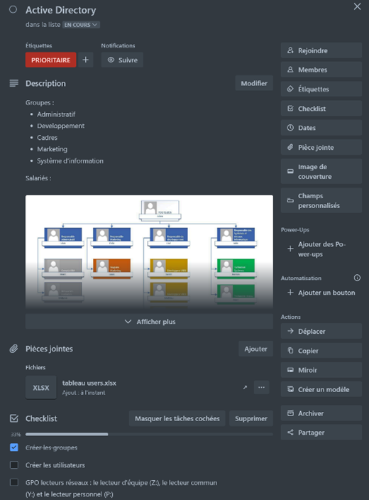 Tâche Active Directory Trello