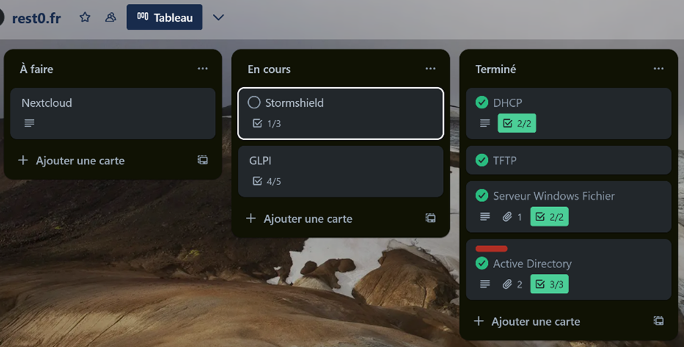 Vue globale de l’espace de travail Trello