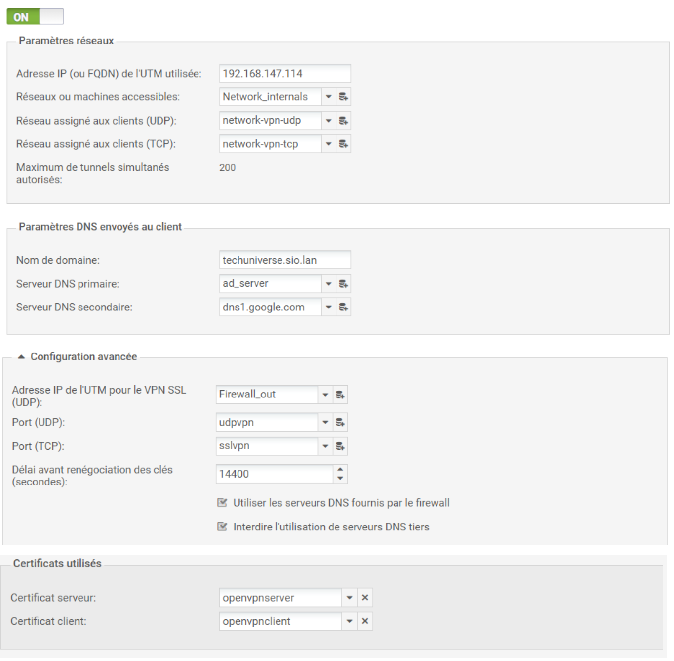 Configuration du VPN SSL